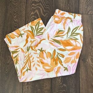 C&C California 100% Linen Wide Leg Patterned Pull-on Pants